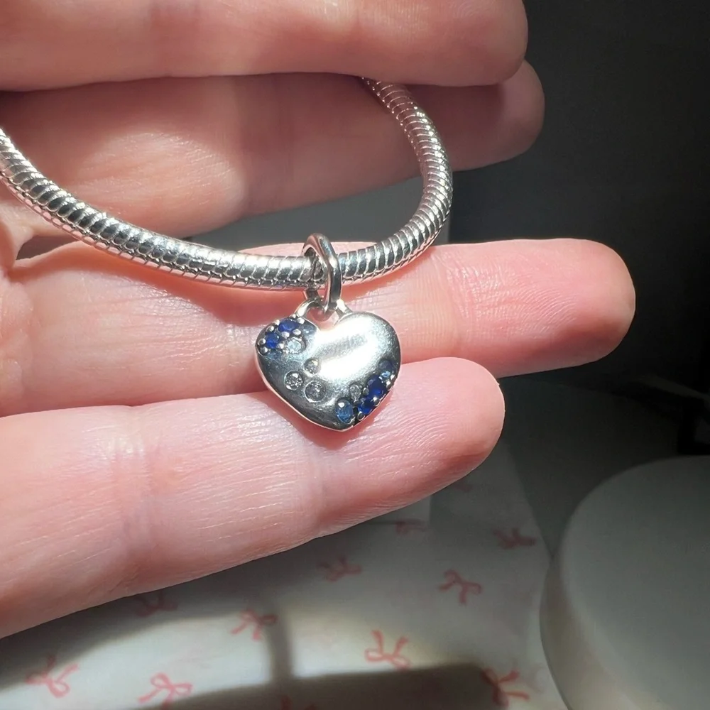 Heart Charm with Blue Accents